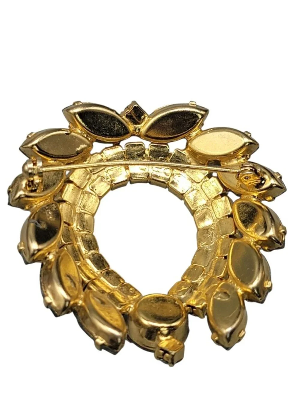 Juliana D&E Verified 4130 Clear Navette & AB Rhinestone Wreath Brooch Vintage